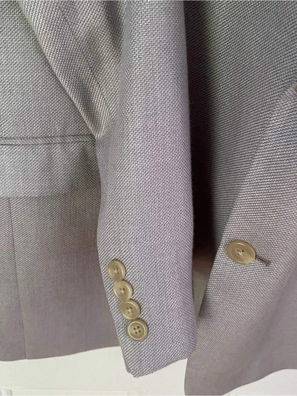 Chaps Blazer Men’s 44 L Gray 2 Button Lined Sport Coat Jacket Polyester Linen